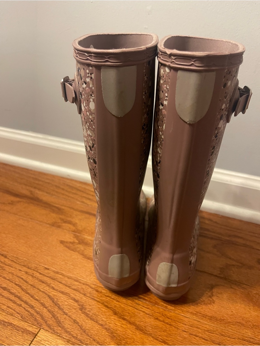 Hunter Tall Waterproof Rain Boots Particle Print Splatter Mauve Size 3 - Picture 3 of 6